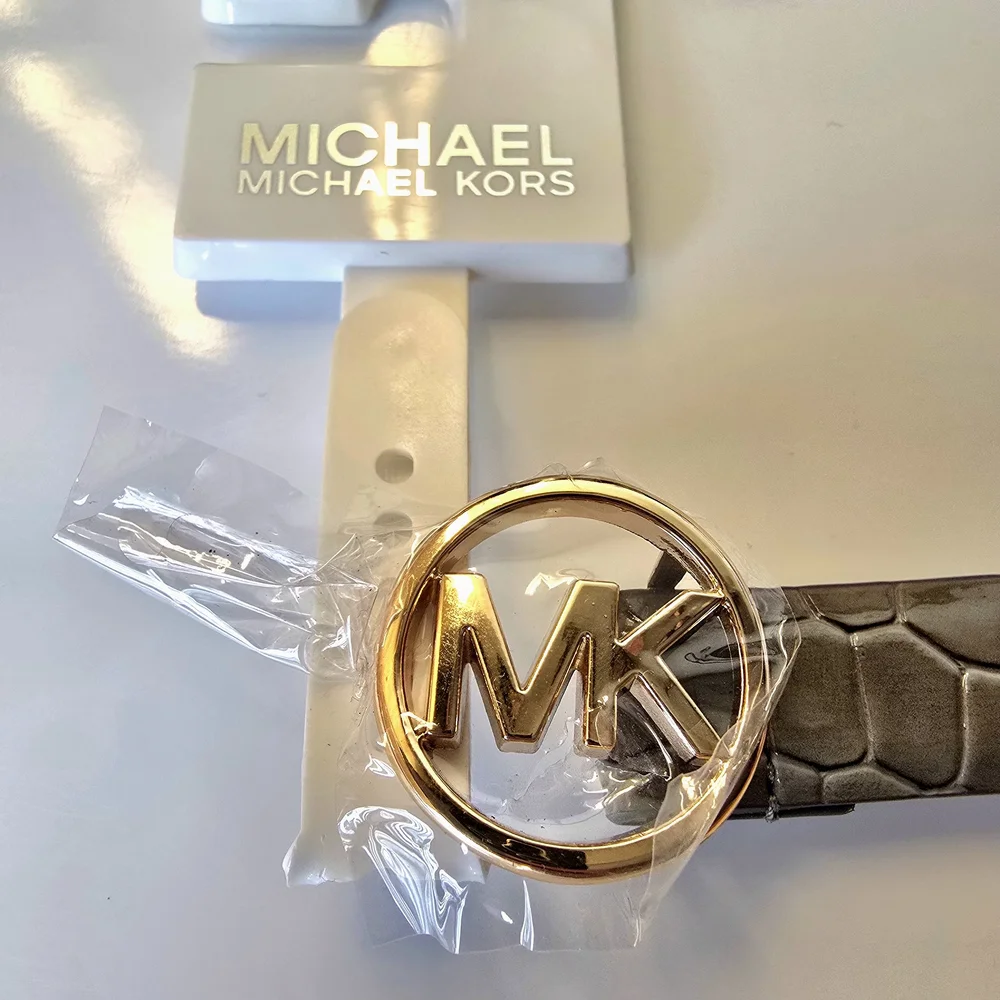 NEW Michael Kors Silver‎ Crocodile-Embossed Belt Women Accessories